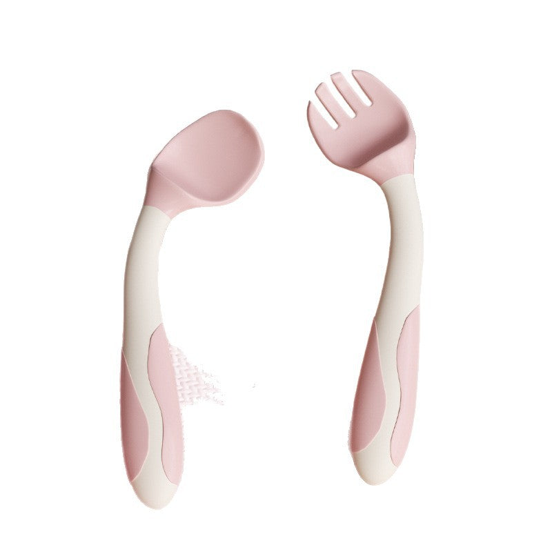 Baby Learning to Eat Training Spoon Elbow Fork Spoon Training Set Baby Food Spoon Curved Children's Tableware - image 5