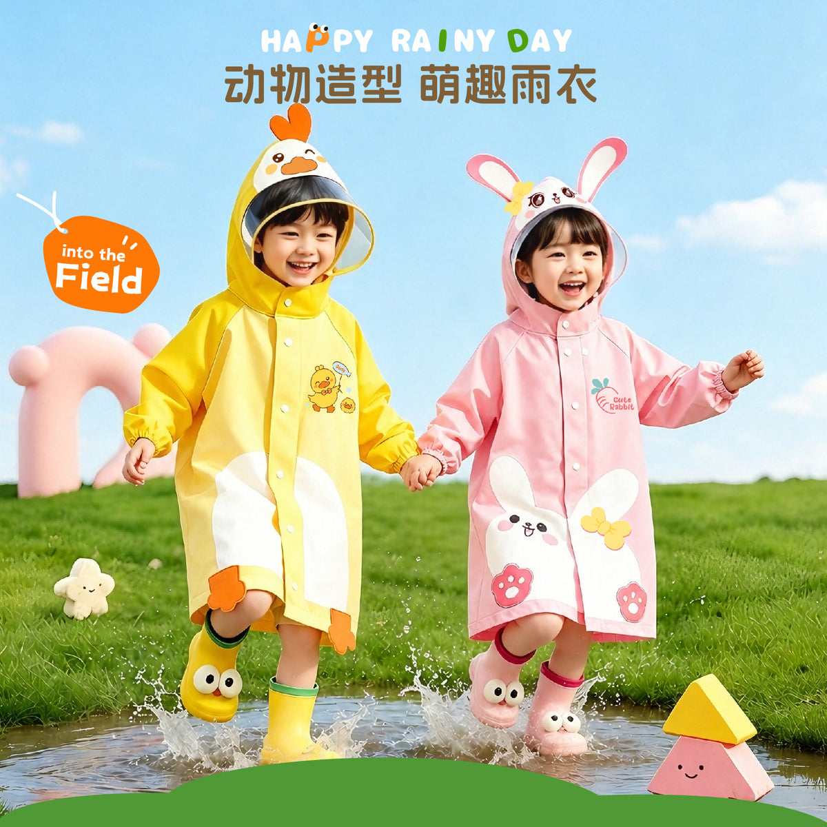 Children's Raincoat for Girls and Boys, Baby Backpack, Girls' Rainwear, Kindergarten Rain Poncho, Kids' Cartoon Raincoat - image 1