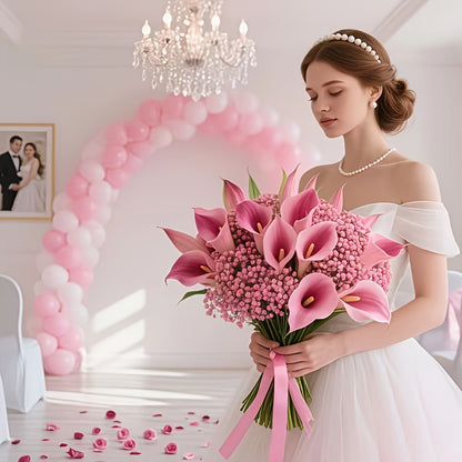 Mixed and Matched Calla Lily and Baby's Breath Artificial Flower Arrangements, Popular on Domestic and Cross-Border Platforms, Direct Source of Realistic Artifi - image 1
