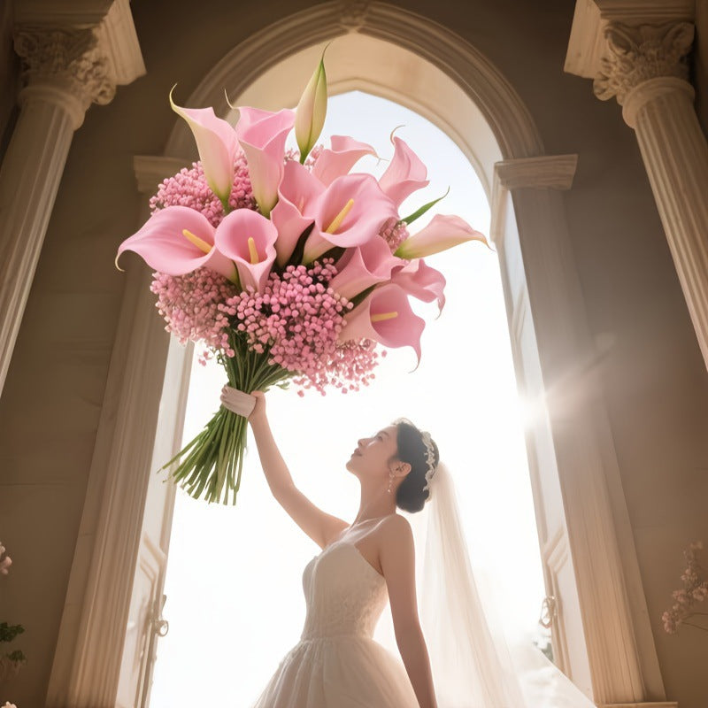 Mixed and Matched Calla Lily and Baby's Breath Artificial Flower Arrangements, Popular on Domestic and Cross-Border Platforms, Direct Source of Realistic Artifi - image 3