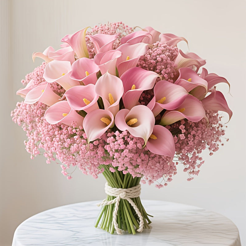 Mixed and Matched Calla Lily and Baby's Breath Artificial Flower Arrangements, Popular on Domestic and Cross-Border Platforms, Direct Source of Realistic Artifi - image 4