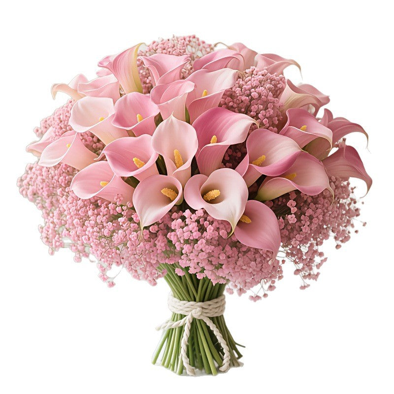 Mixed and Matched Calla Lily and Baby's Breath Artificial Flower Arrangements, Popular on Domestic and Cross-Border Platforms, Direct Source of Realistic Artifi - image 5