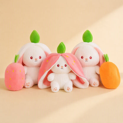 Rabbit plush doll with strawberry design