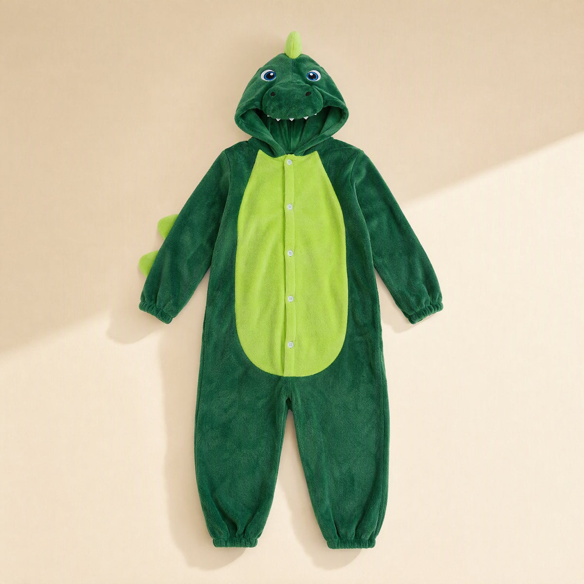 Children’s flannel animal pajama jumpsuit with long sleeves and a non-detachable hood - view 5