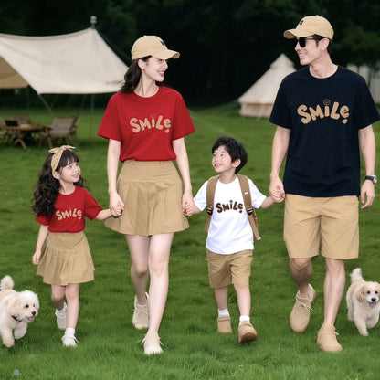 Trendy Street Style 2025 Summer Parent-Child Outfits High-End Mother-Son Mother-Daughter Baby Family Set Short Sleeve for Three or Four Members - image 2
