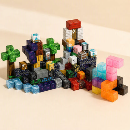 Magnetic cube building blocks with a Magma Forest theme - view 4