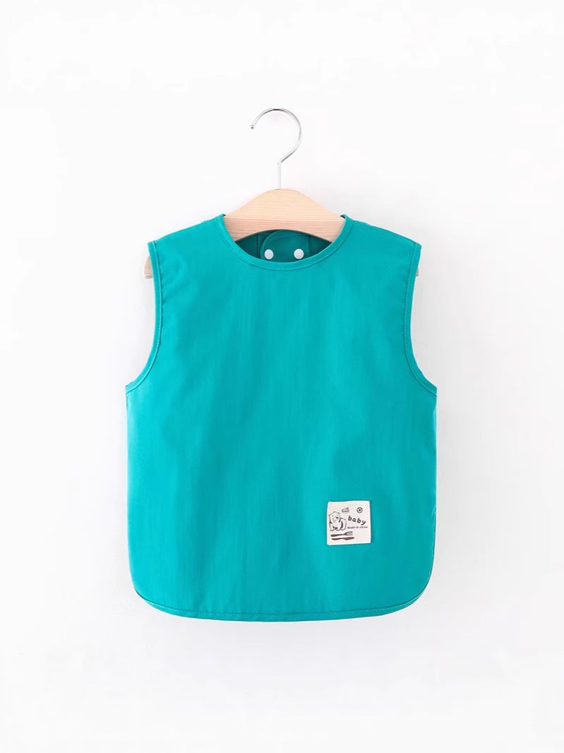 Children's Long-Sleeved Baby Smock Waterproof and Anti-Dirty Reverse Dressing Pure Color Baby Eating Bib Rice Pocket Painting Clothes Logo - image 4