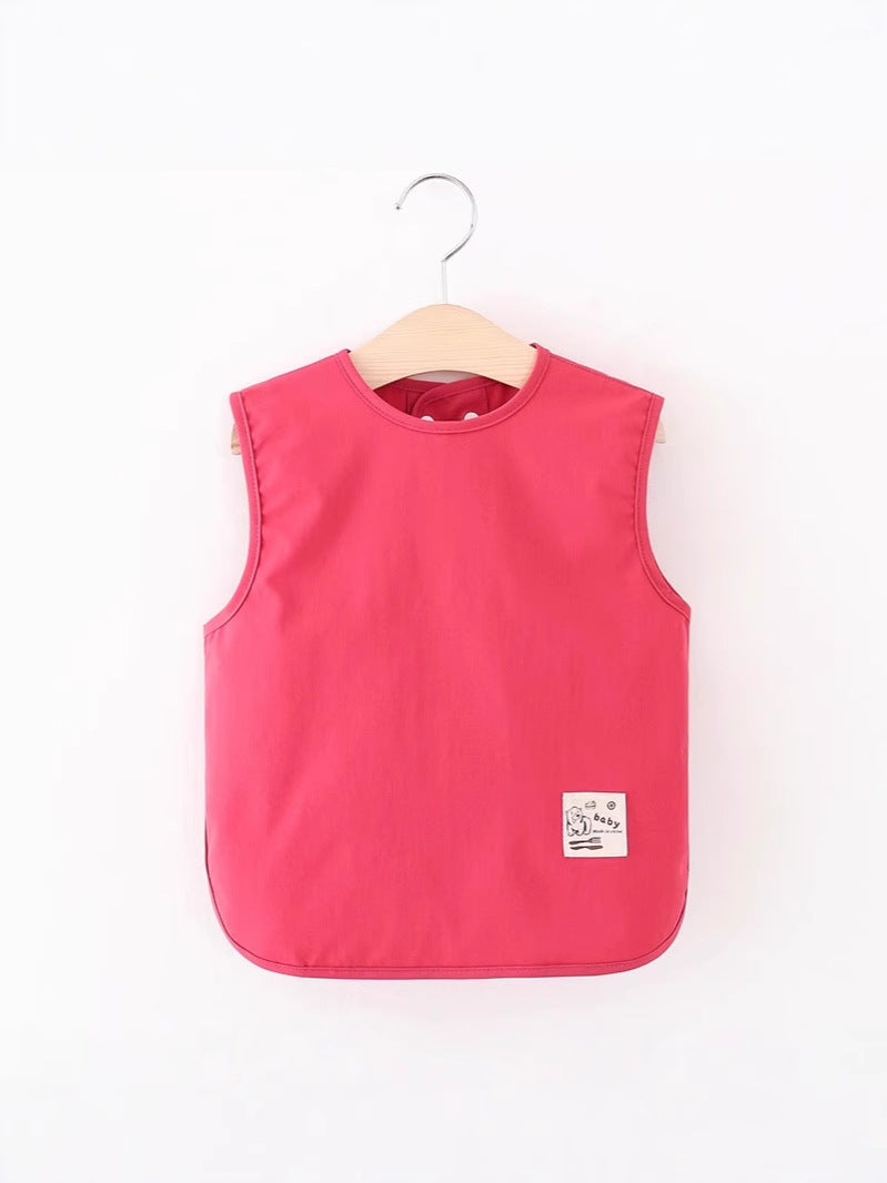 Children's Long-Sleeved Baby Smock Waterproof and Anti-Dirty Reverse Dressing Pure Color Baby Eating Bib Rice Pocket Painting Clothes Logo - image 5