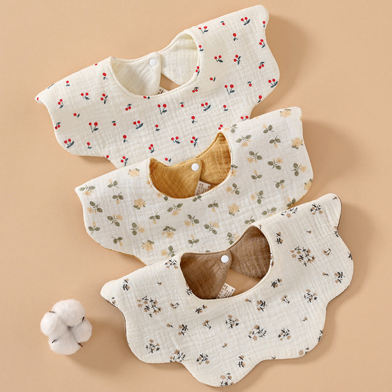 Double-Sided Baby Saliva Towel Pure Cotton Waterproof Bib Gauze Soft Baby Newborn Anti-Vomiting Petal Bib - image 2