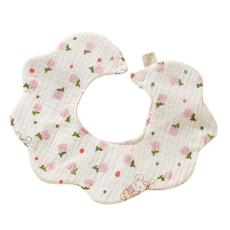 Double-Sided Baby Saliva Towel Pure Cotton Waterproof Bib Gauze Soft Baby Newborn Anti-Vomiting Petal Bib - image 5