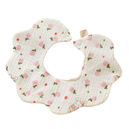 Double-Sided Baby Saliva Towel Pure Cotton Waterproof Bib Gauze Soft Baby Newborn Anti-Vomiting Petal Bib - image 5