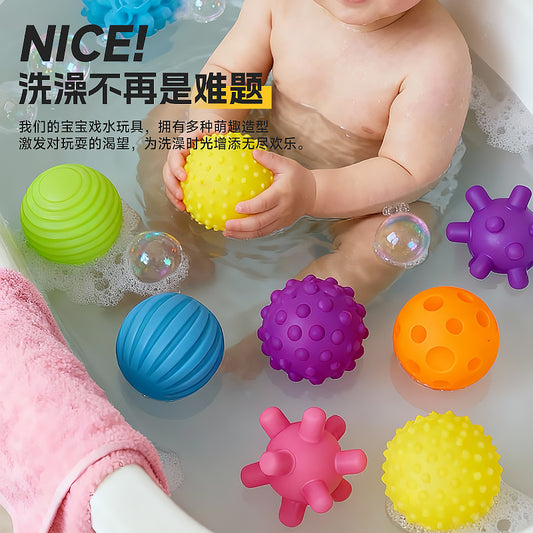 Baby Toy Hand-Grab Ball, Vinyl Manhattan Ball, Educational Bathroom Water Play, Children's Squeeze and Squeak Bath Toy - image 2