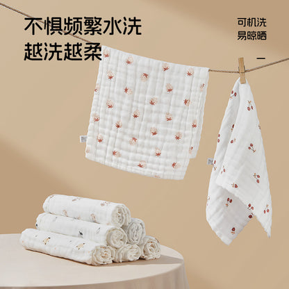 Soft Towel Face Towel Six-Layer Pure Cotton Gauze Newborn Baby Square Towel Gauze Saliva Towel Kindergarten Small Towel - image 1
