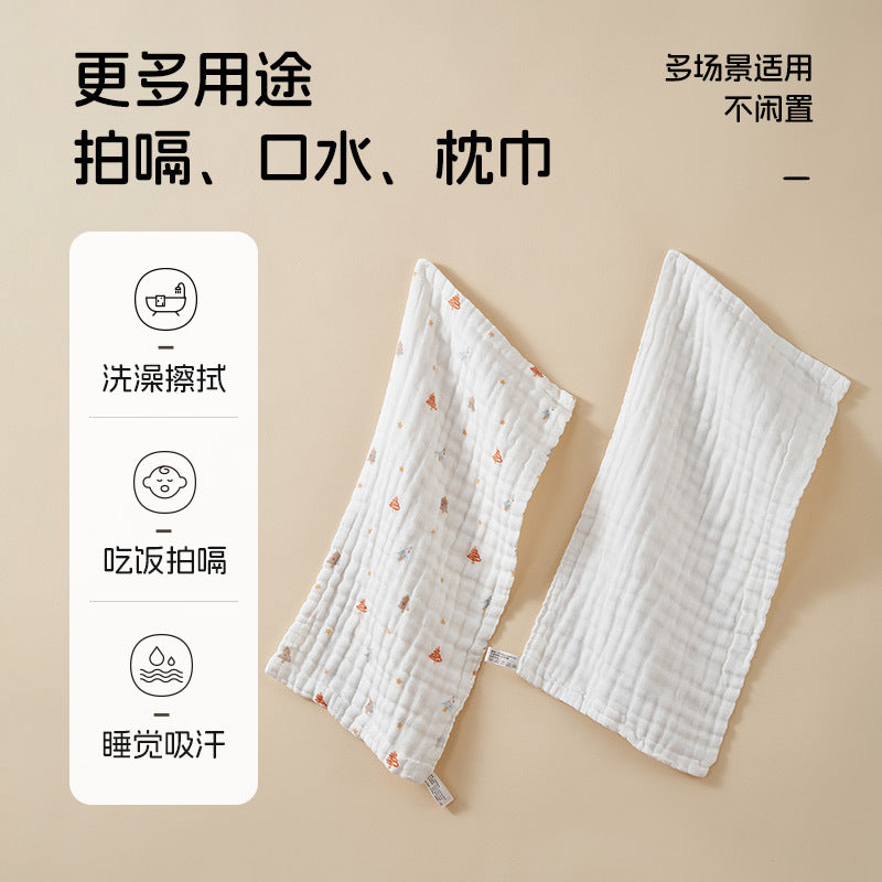 Soft Towel Face Towel Six-Layer Pure Cotton Gauze Newborn Baby Square Towel Gauze Saliva Towel Kindergarten Small Towel - image 2