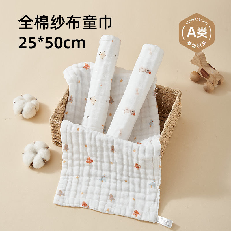 Soft Towel Face Towel Six-Layer Pure Cotton Gauze Newborn Baby Square Towel Gauze Saliva Towel Kindergarten Small Towel - image 3