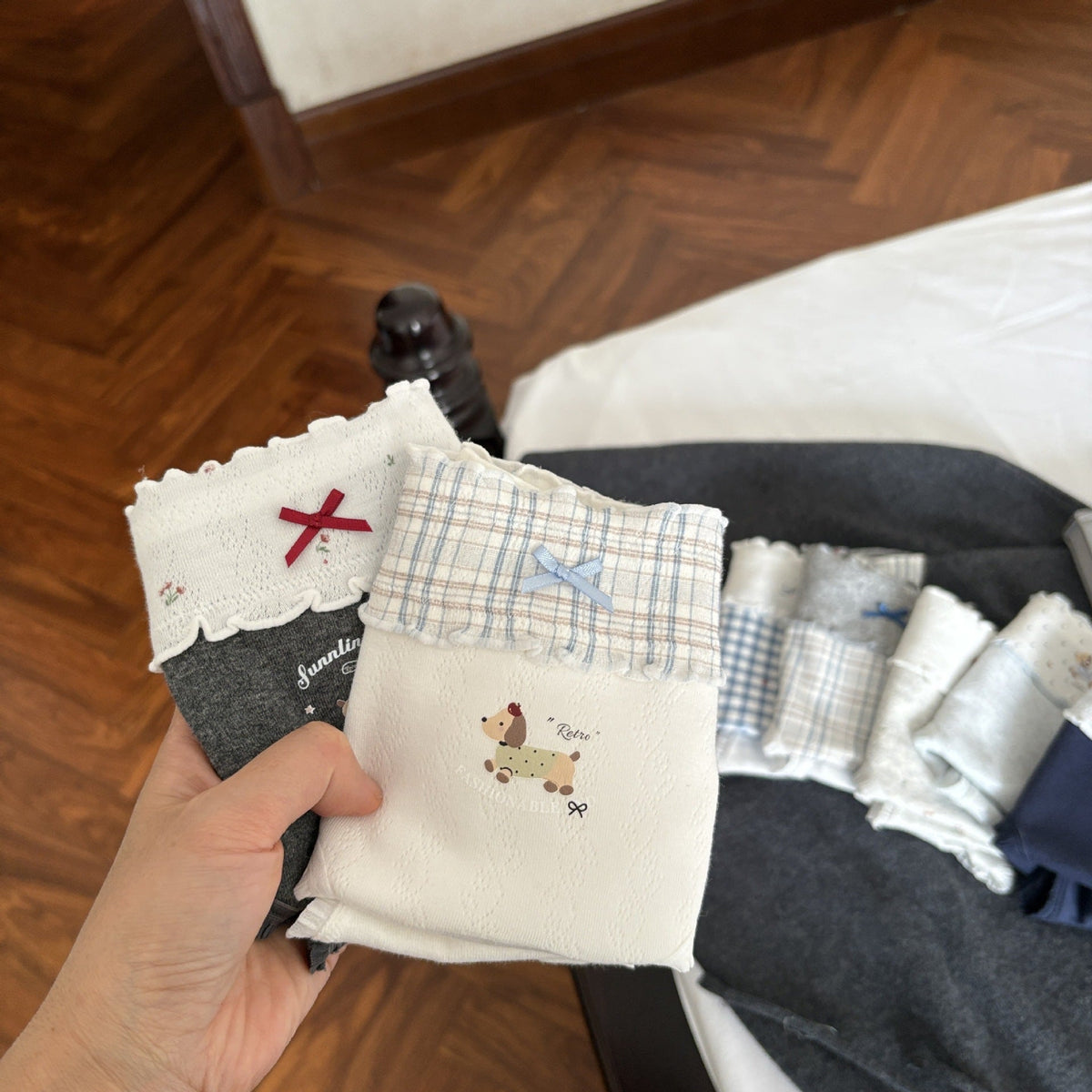 6199 Focuses on Cream Puff-Like Dachshund Dog Cute Contrasting Color Sweet and Fresh Baby Cotton Pure Cotton Girl Underwear - image 1