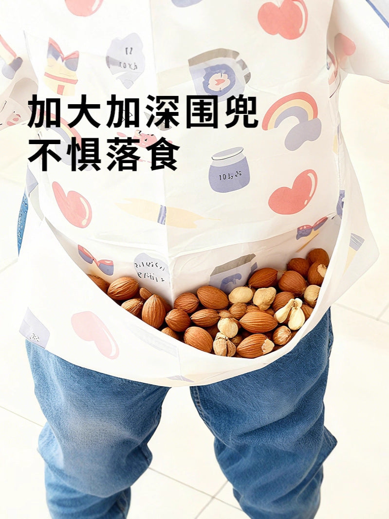 Baby Disposable Long-Sleeved Smock Sleeveless Kidsren's Eating Bib Apron Outer Wear Baby Rice Pocket Waterproof Reverse Dressing - image 2