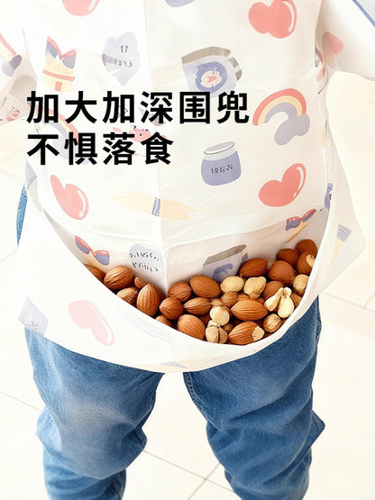 Baby Disposable Long-Sleeved Smock Sleeveless Kidsren's Eating Bib Apron Outer Wear Baby Rice Pocket Waterproof Reverse Dressing - image 2