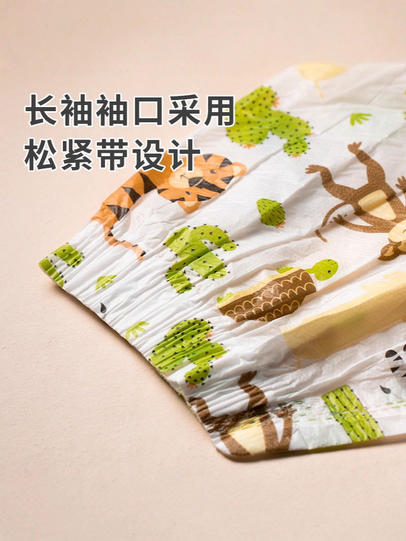 Baby Disposable Long-Sleeved Smock Sleeveless Kidsren's Eating Bib Apron Outer Wear Baby Rice Pocket Waterproof Reverse Dressing - image 5