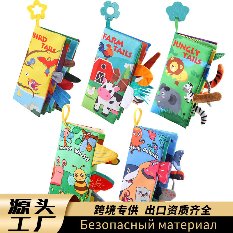 Source Factory 0-3 Years Old Baby Tail Cloth Book Tear-Resistant Baby Cloth Book with Rattling Paper Enlightenment Book Early Education Toys - image 1