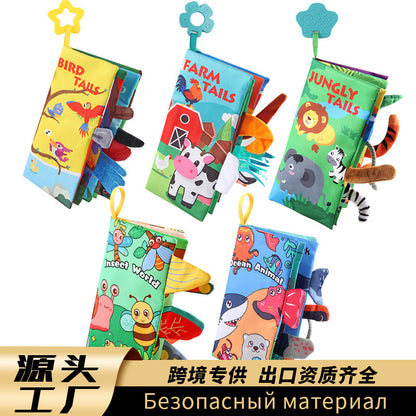 Source Factory 0-3 Years Old Baby Tail Cloth Book Tear-Resistant Baby Cloth Book with Rattling Paper Enlightenment Book Early Education Toys - image 1
