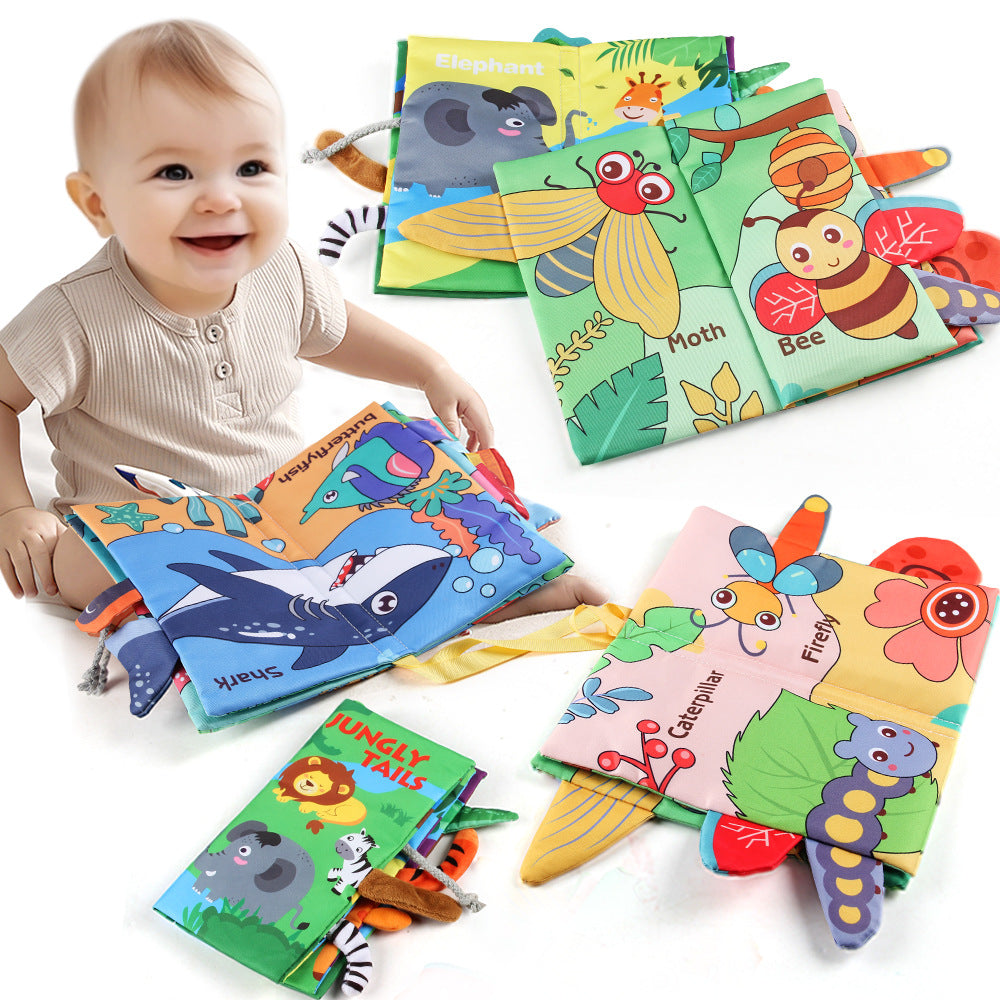 Source Factory 0-3 Years Old Baby Tail Cloth Book Tear-Resistant Baby Cloth Book with Rattling Paper Enlightenment Book Early Education Toys - image 2