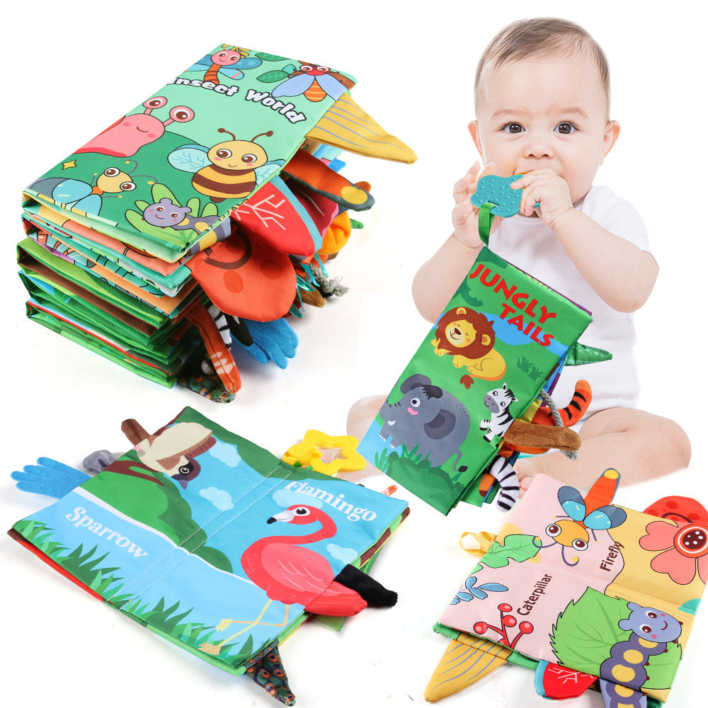 Source Factory 0-3 Years Old Baby Tail Cloth Book Tear-Resistant Baby Cloth Book with Rattling Paper Enlightenment Book Early Education Toys - image 3