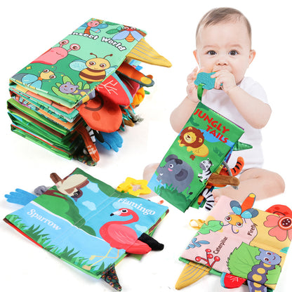 Source Factory 0-3 Years Old Baby Tail Cloth Book Tear-Resistant Baby Cloth Book with Rattling Paper Enlightenment Book Early Education Toys - image 3