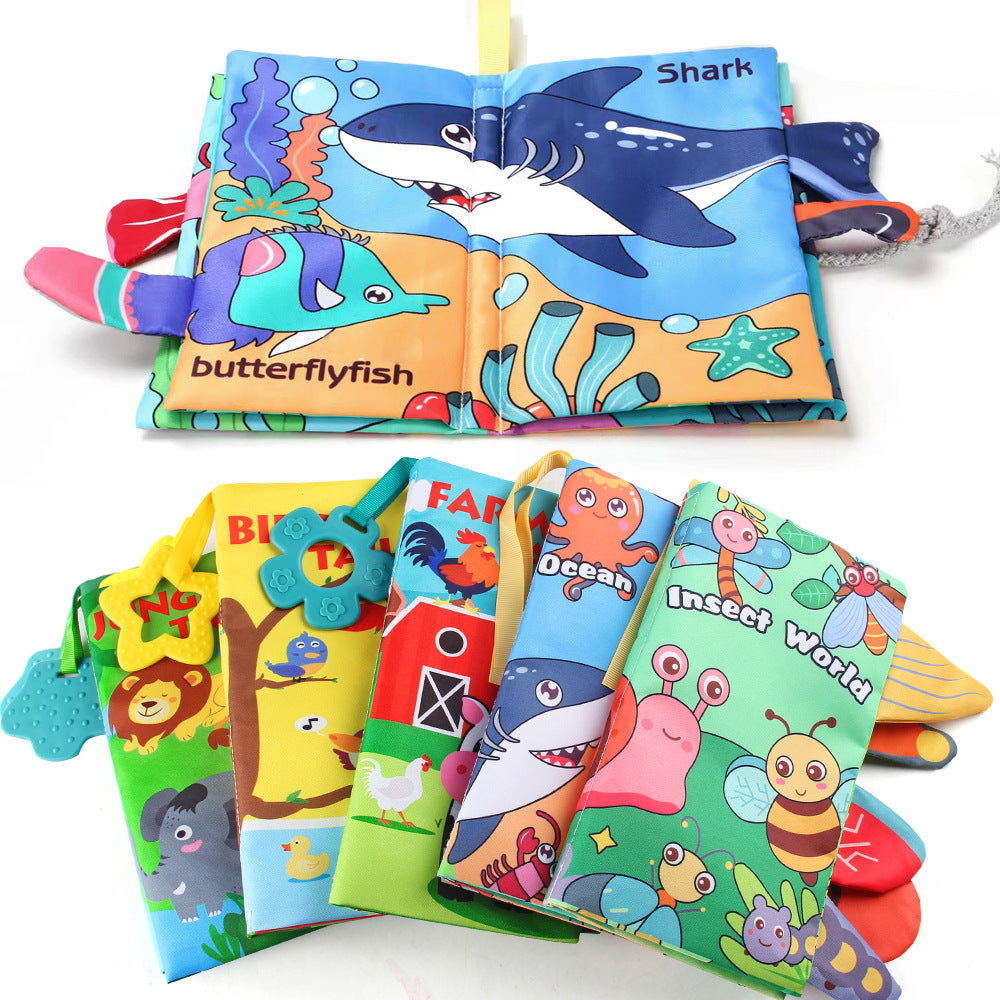 Source Factory 0-3 Years Old Baby Tail Cloth Book Tear-Resistant Baby Cloth Book with Rattling Paper Enlightenment Book Early Education Toys - image 4