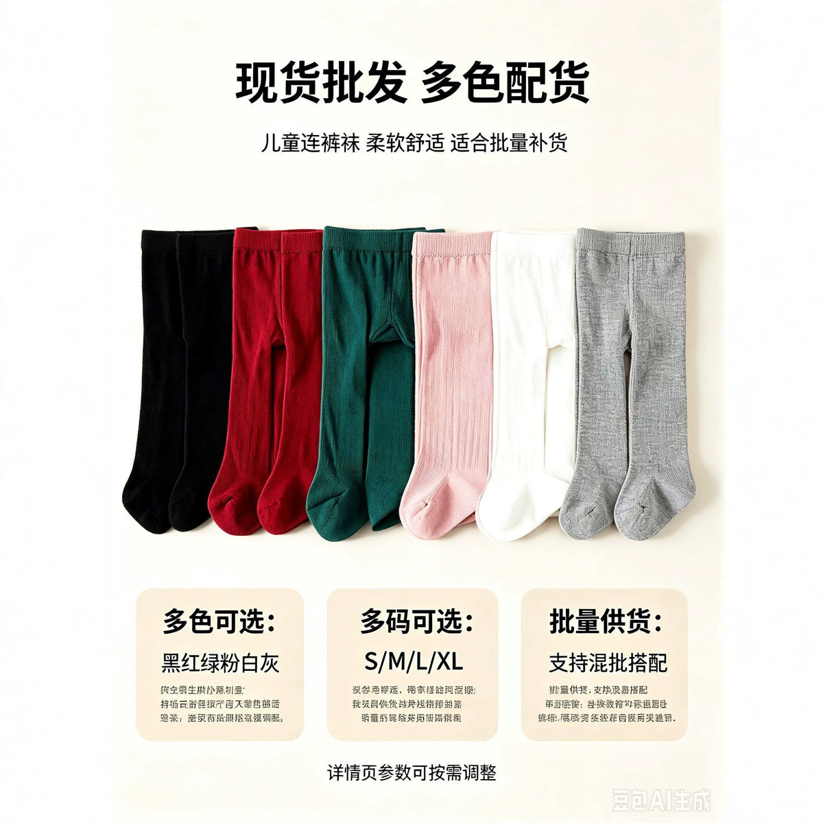 Single-Needle Polyester Cotton Flat Baby Leggings Cross-Border Solid Color Children's Pantyhose Spanish Style Cute Baby Socks - image 1
