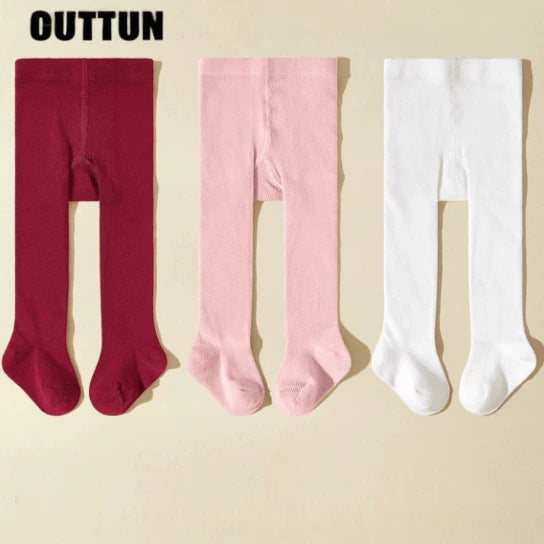 Single-Needle Polyester Cotton Flat Baby Leggings Cross-Border Solid Color Children's Pantyhose Spanish Style Cute Baby Socks - image 2