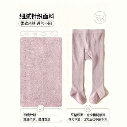 Single-Needle Polyester Cotton Flat Baby Leggings Cross-Border Solid Color Children's Pantyhose Spanish Style Cute Baby Socks - image 3