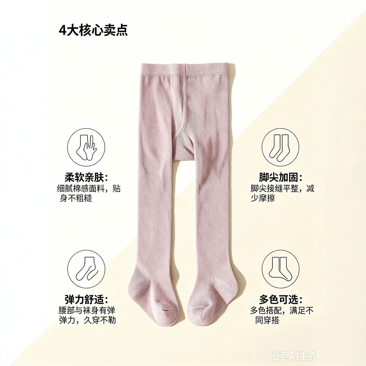 Single-Needle Polyester Cotton Flat Baby Leggings Cross-Border Solid Color Children's Pantyhose Spanish Style Cute Baby Socks - image 4