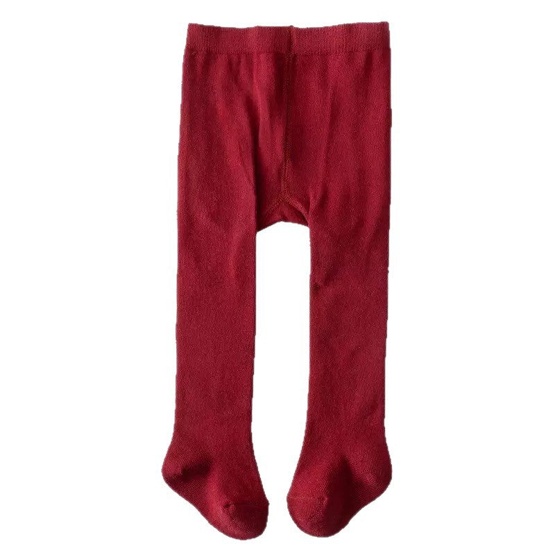 Single-Needle Polyester Cotton Flat Baby Leggings Cross-Border Solid Color Children's Pantyhose Spanish Style Cute Baby Socks - image 5