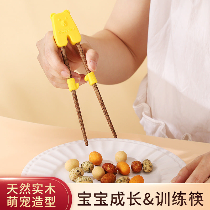 Children's Training Chopsticks Chicken Wing Wood Baby Eating Wooden Chopsticks 18cm Silicone Learning Chopsticks Tableware Wholesale Food Grade - image 1