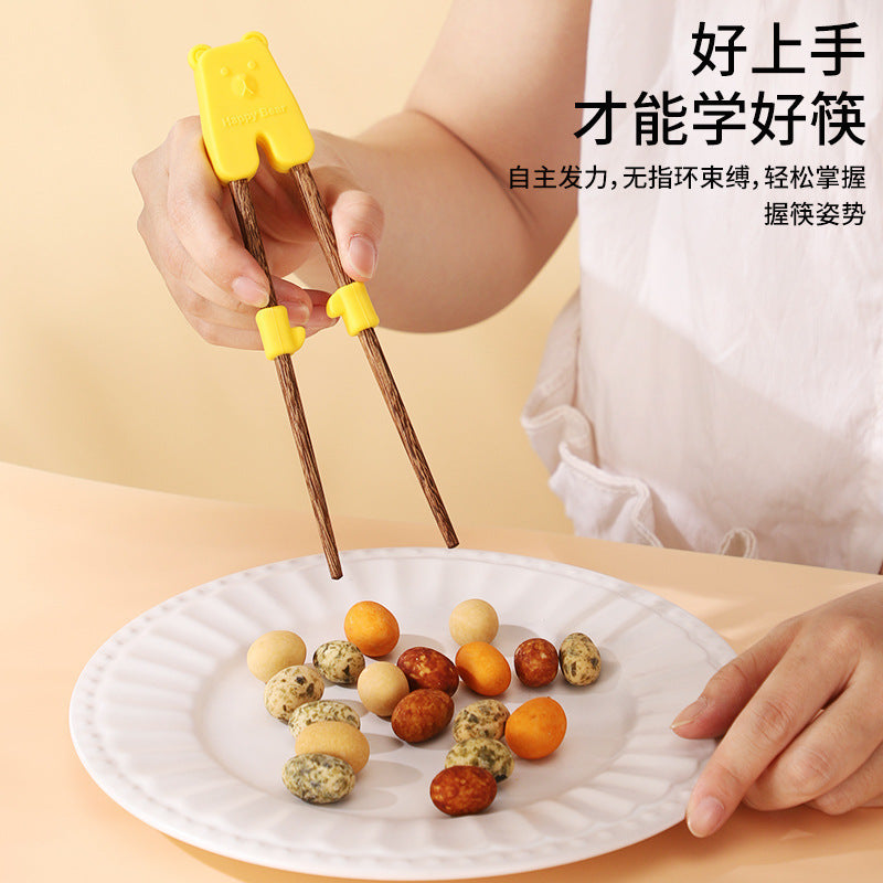 Children's Training Chopsticks Chicken Wing Wood Baby Eating Wooden Chopsticks 18cm Silicone Learning Chopsticks Tableware Wholesale Food Grade - image 2