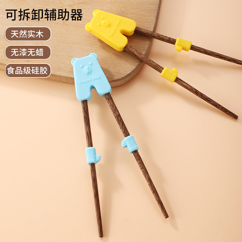 Children's Training Chopsticks Chicken Wing Wood Baby Eating Wooden Chopsticks 18cm Silicone Learning Chopsticks Tableware Wholesale Food Grade - image 3