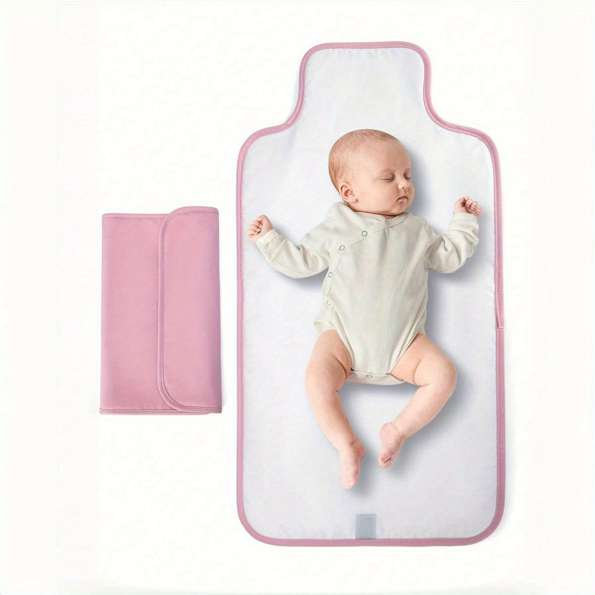 Portable Baby Changing Pad Plaid Diaper Changing Pad with Wet Wipes Pocket and Easy to Clean - image 1