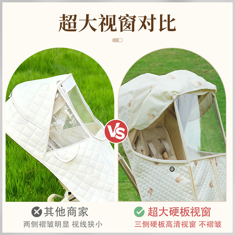 Maruya T6 Baby Walking Artifact Windproof Cover Winter Windproof Autumn and Winter Baby Walking Warm Baby Winter Universal Stroller Rain Cover - image 4