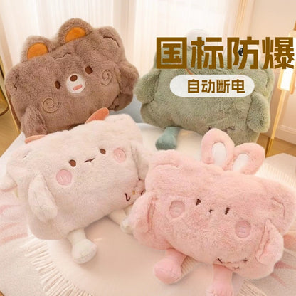 National Standard Hot Water Bottle Explosion-Proof Removable Plush Hot Water Bottle Winter Cartoon Hand Warmer Baby Warmer Factory Direct Supply - image 1