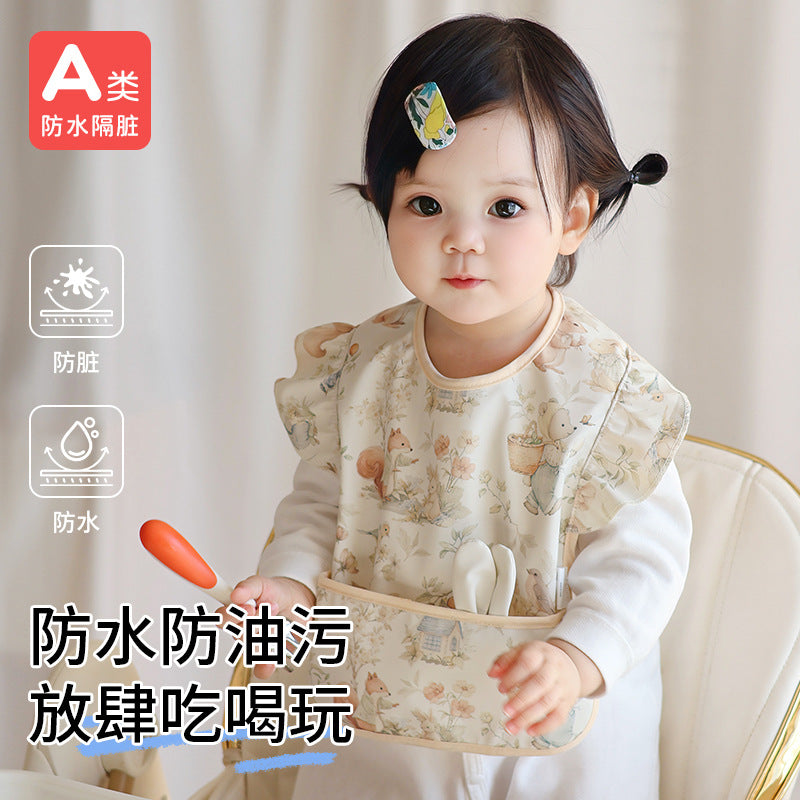Baby Bibs, Baby Food Supplements, Waterproof and Anti-Dirty Kidsren's Rice Pockets, Sleeveless Reverse Dressing [Ready Stock Wholesale] - image 1