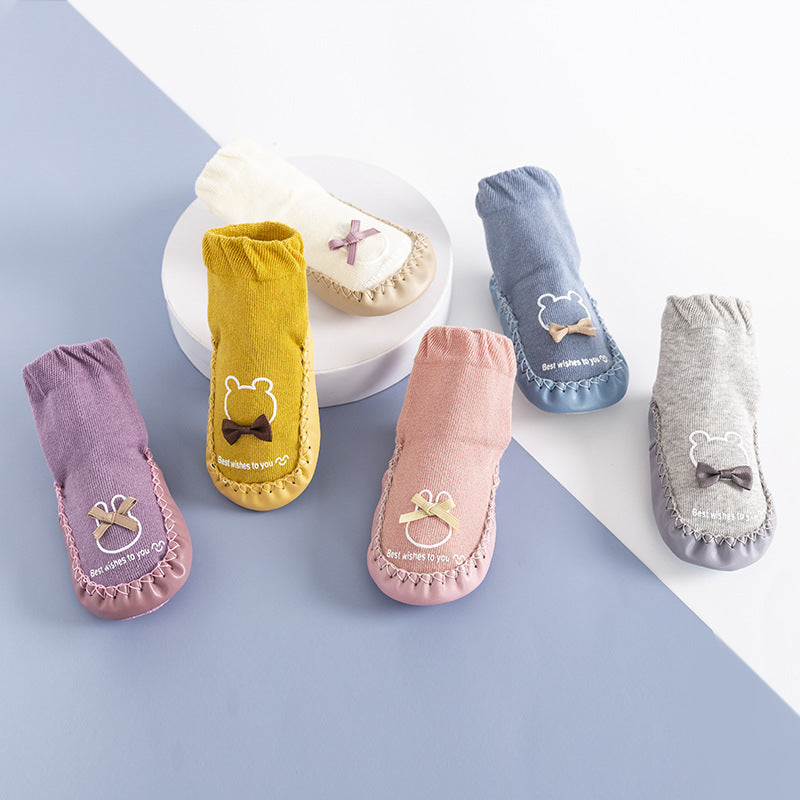 Spring and Autumn New Baby Cartoon Baby Toddler Shoes and Socks Mid-Tube Anti-Slip Soft Sole Shoes Children's Floor Socks 0-1-3 Years Old - image 1