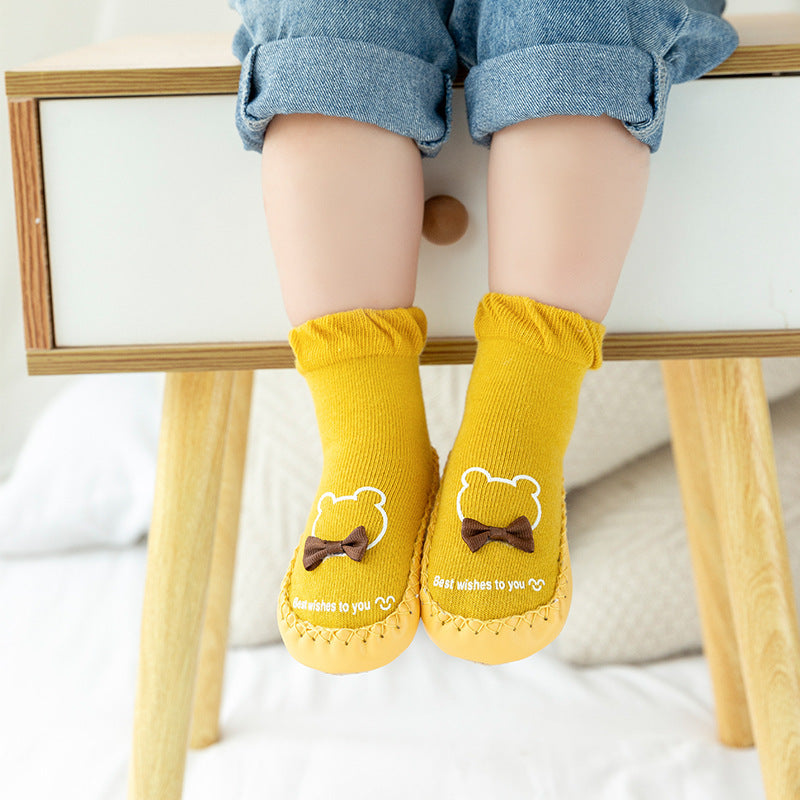Spring and Autumn New Baby Cartoon Baby Toddler Shoes and Socks Mid-Tube Anti-Slip Soft Sole Shoes Children's Floor Socks 0-1-3 Years Old - image 4