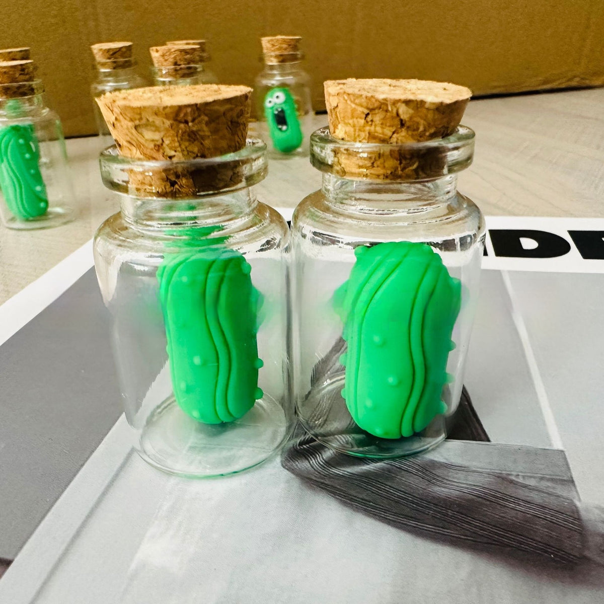Miniature Glass Screaming Pickle in a Bottle