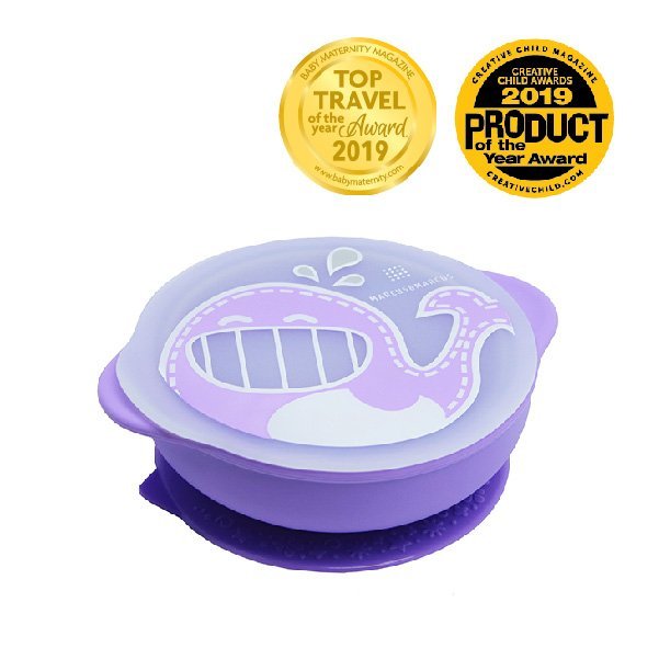 Marcus & Marcus Silicone Suction Bowl with Lid – BPA-Free Baby Bowl for Baby-Led Weaning