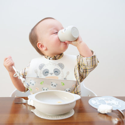 Marcus & Marcus Toddler Self Feeding Training Set – Suction Bowl with Lid, Palm Grasp Spoon & Fork, Silicone Cup