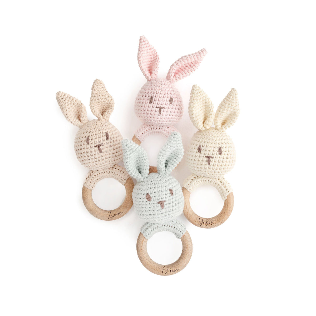 JBØRN Crochet Bunny Rattle Toy