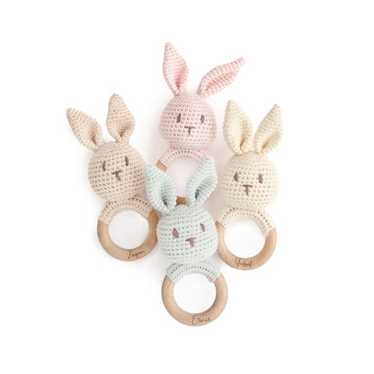 JBØRN Crochet Bunny Rattle Toy