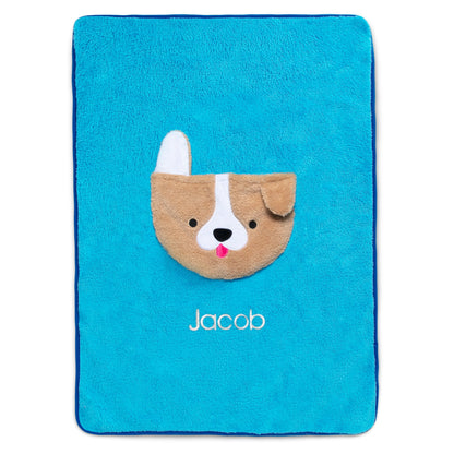 Personalized Sherpa Throw Blanket with Storage Pocket for Kids