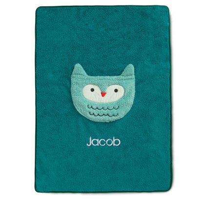 Personalized Sherpa Throw Blanket with Storage Pocket for Kids